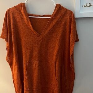 Rust Orange Hooded Poncho